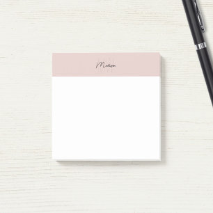 Post-it® Monogramme Logo rose vierge moderne minimaliste