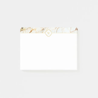 Post-it® Monogramme Marbre Elegant Blanc Gold Notes