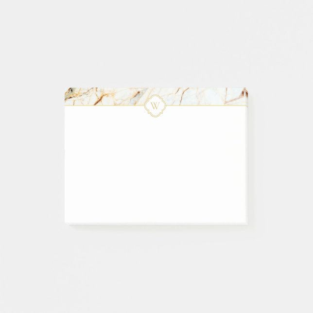 Post-it® Monogramme Marbre Elegant Blanc Gold Notes (Devant)