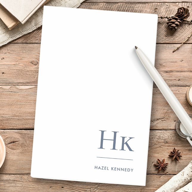 Post-it® Monogramme Marine Bleu Blanc Simple Moderne Minima (Créateur téléchargé)