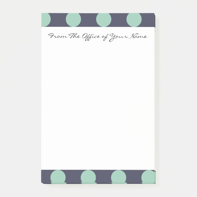 Post-it® Monogramme Marine Blue Mint Green Polka Dot Motif (Devant)