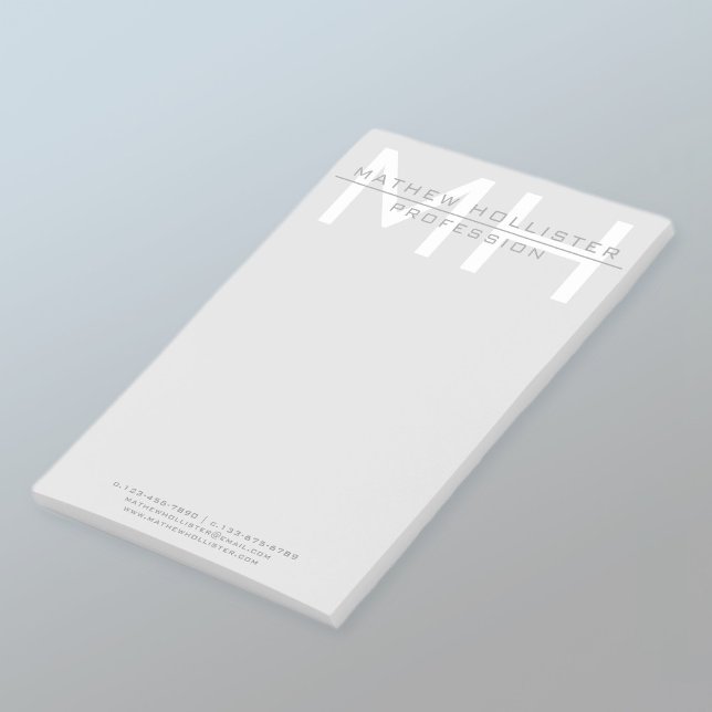 Post-it® Monogramme masculin, affaires grises (Créateur téléchargé)