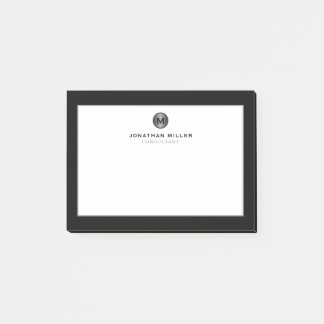 Post-it® Monogramme métallique brossé minimal en argent noi