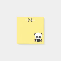 Monogramme mignon panda assis Personnalisé Jaune