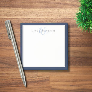 Post-it® Monogramme minimaliste à deux bordures bleu marine