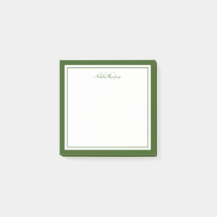 Post-it® Monogramme minimaliste à deux bordures vert mousse