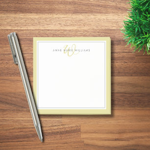 Post-it® Monogramme minimaliste Chartreuse à deux bordures 