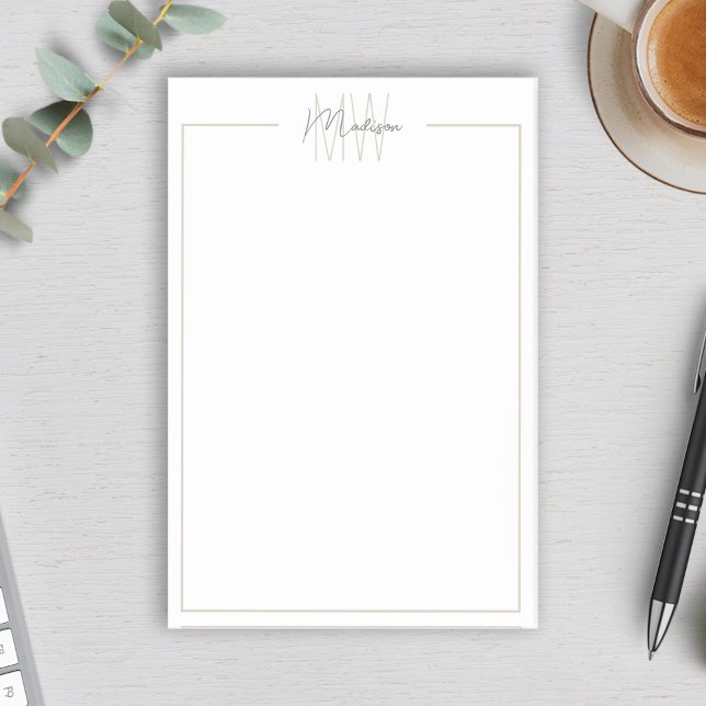 Post-it® Monogramme Minimaliste Moderne (Modern Minimalist Monogram Post-it Notes by MINTIC DESIGN STUDIO)