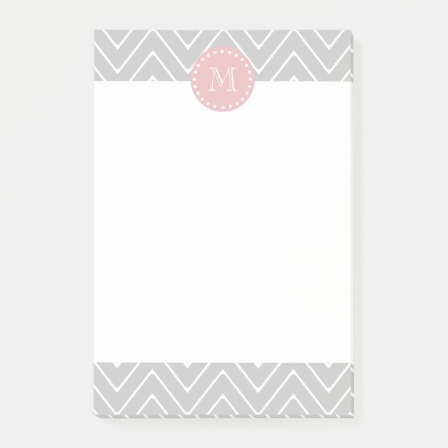 Post-it® Monogramme moderne de coutume de Chevron de roses (Devant)
