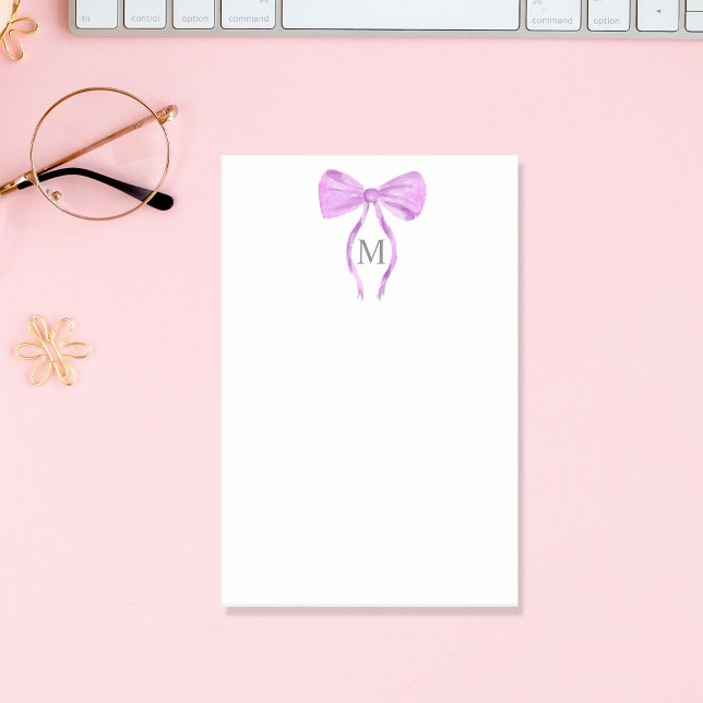 Post-it® Monogramme moderne de l'aquarelle de poulet (purple watercolor bow)