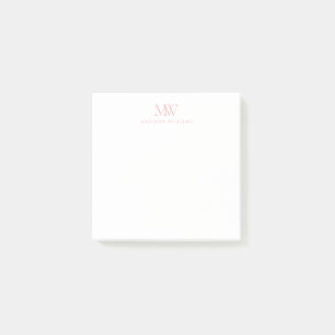 Post-it® Monogramme Moderne Élégant Simple Rose