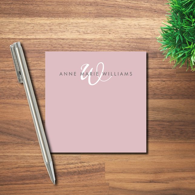 Post-it® Monogramme Moderne en Écriture Blanche sur Fond Li (Créateur téléchargé)