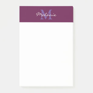 Post-it® Monogramme moderne Fuchsia rose et lavande
