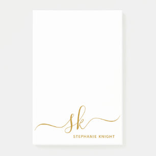 Post-it® Monogramme moderne Gold Script Calligraphie person