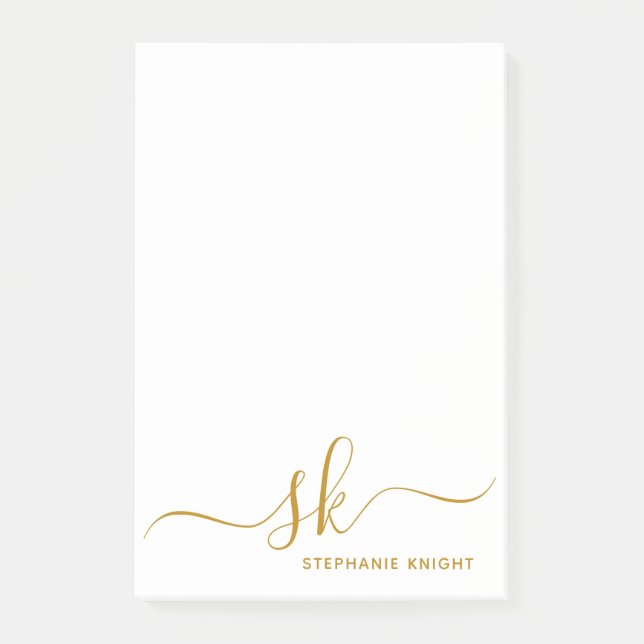 Post-it® Monogramme moderne Gold Script Calligraphie person (Devant)