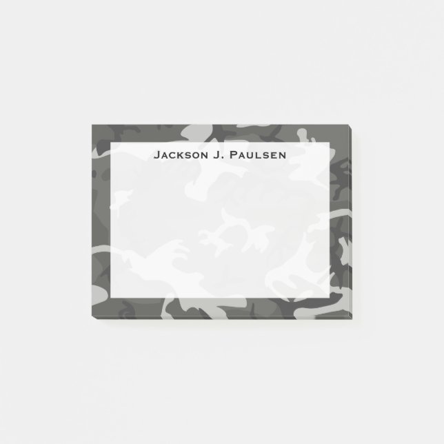 Post-it® Monogramme Moderne Gris Camouflage Abstrait Camouf (Devant)