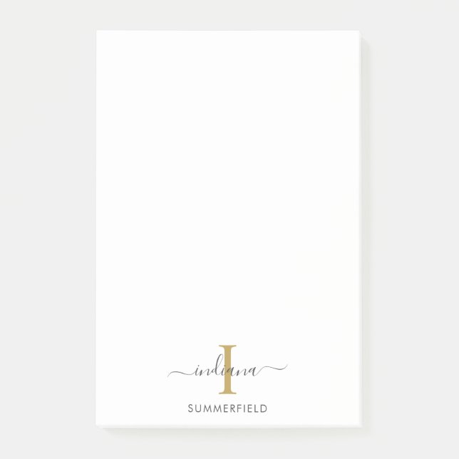 Post-it® Monogramme Moderne Initial Élégant Script Affaires (Devant)