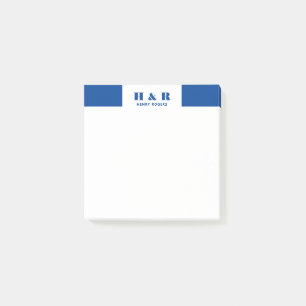 Post-it® Monogramme moderne minimaliste bleu marine et blan