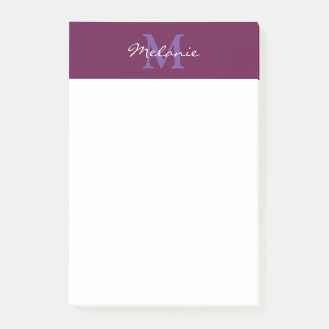Post-it® Monogramme Moderne Rose Fuchsia et Lavande (Devant)