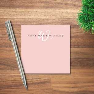 Post-it® Monogramme Moderne Rose Pâle Blanc