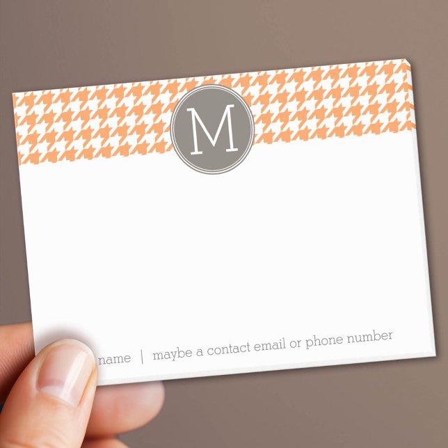 Post-it® Monogramme Motif Orange et Taupe Houndstooth (Custom Post It Notepad)