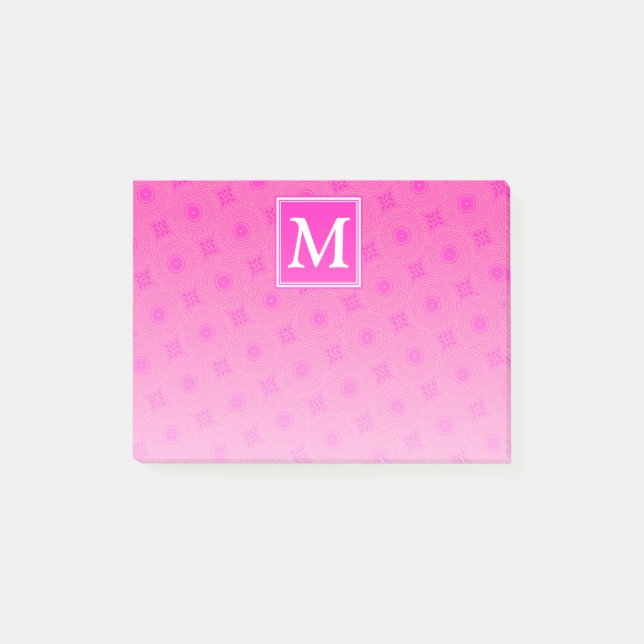 Post-it® Monogramme motif rose chaud cercles (Devant)