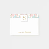 Monogramme Motif triangulaire rose et bleu