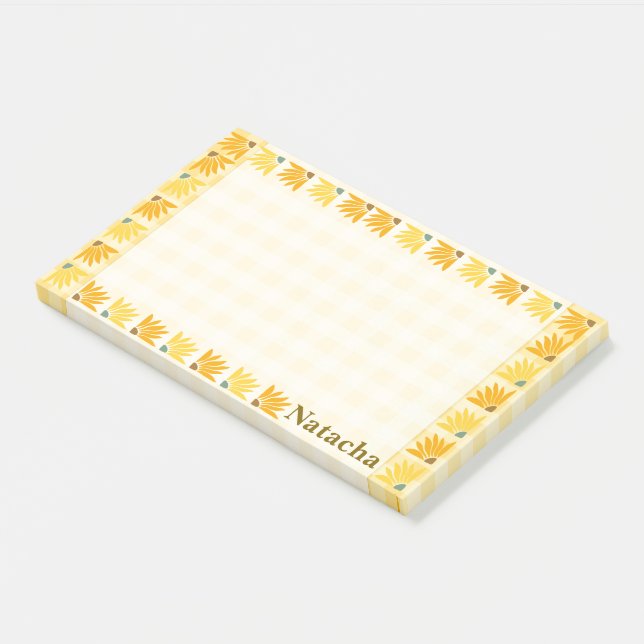 Post-it® Monogramme moutarde floral arrière - plan Art colo (Incliné)