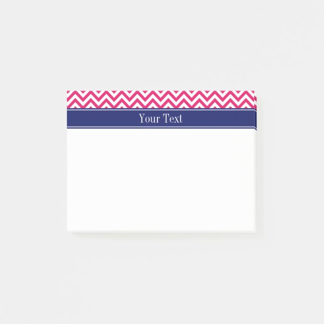 Post-it® Monogramme Navy Chevron SLg Framboise (Devant)