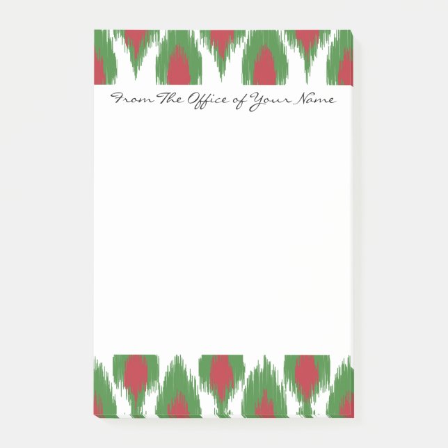 Post-it® Monogramme Noël Rouge Vert Ikat Diamant Motif (Devant)