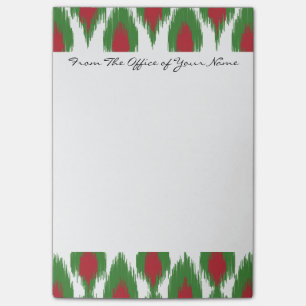 Post-it® Monogramme Noël Rouge Vert Ikat Diamant Motif