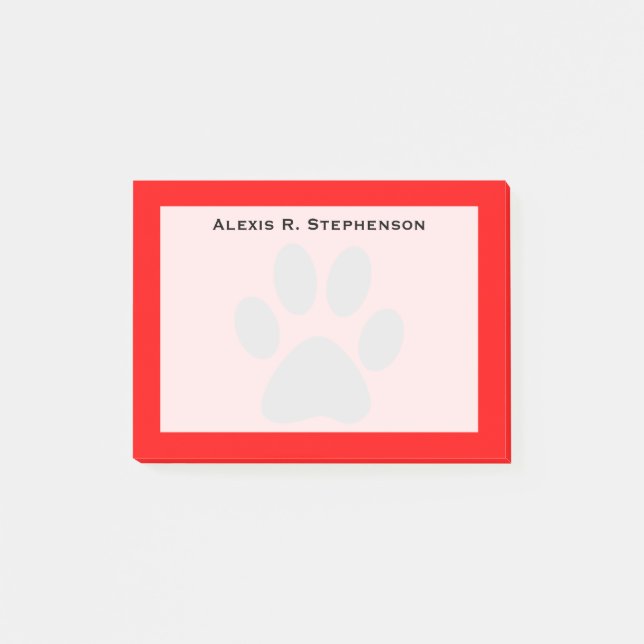 Post-it® Monogramme noir animal Empreinte de patte rouge (Devant)
