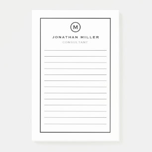 Post-it® Monogramme noir blanc minimal
