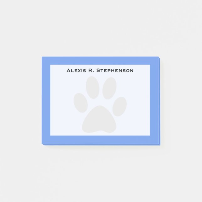 Post-it® Monogramme noir empreinte de patte d'animal bleu b (Devant)