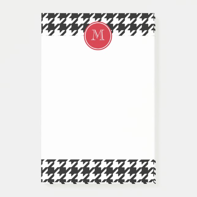 Post-it® Monogramme noir et blanc de rouge de pied-de-poule (Devant)