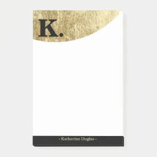 Post-it®  Monogramme noir initial au luxe Gold Foil