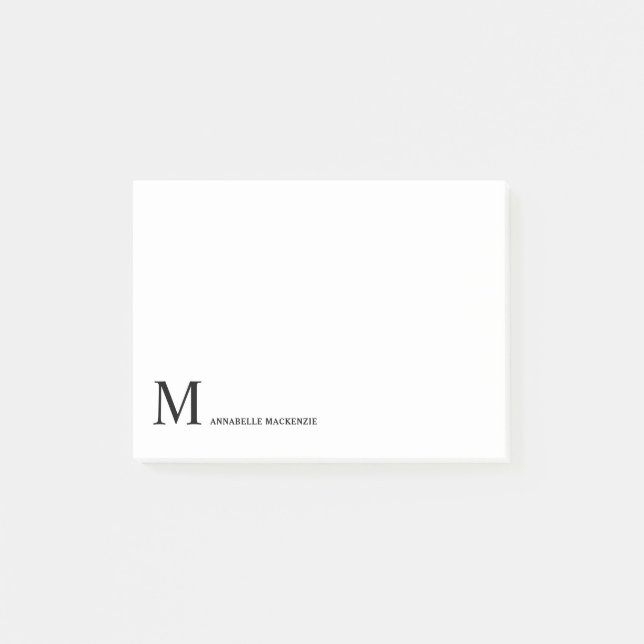 Post-it® Monogramme noir minimaliste classique simple (Devant)