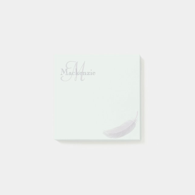 Post-it® Monogramme Nom personnalisé Angel Plume Monnaie Gr (Devant)