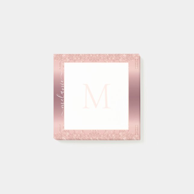Post-it® Monogramme Nom Rose Gold Parties scintillant Post- (Devant)