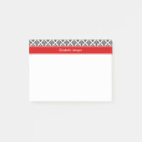 Monogramme Nom Rouge #3 Damassé Noir Blanc Vintage