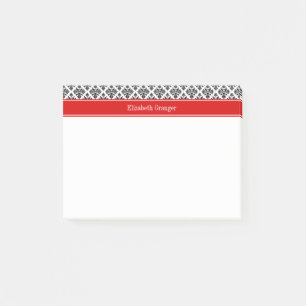 Post-it® Monogramme Nom Rouge #3 Damassé Noir Blanc Vintage
