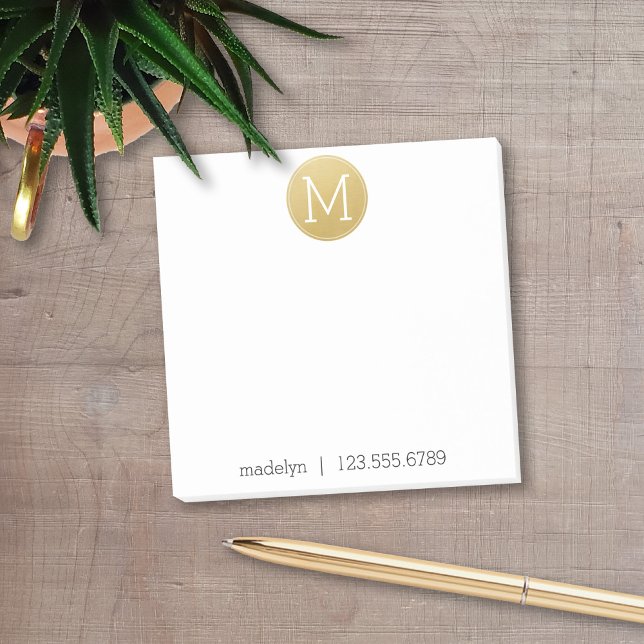 Post-it® Monogramme or avec nom et numéro de contact (Add your monogram to these personalized post-it notes with social media contact info.)