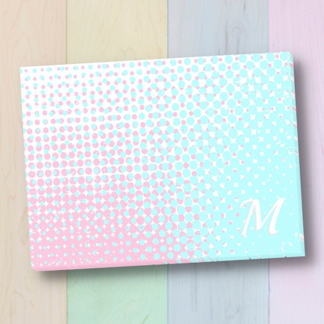 Post-it® monogramme Pastel dégradé rose et bleu à deux tons (Créateur téléchargé)