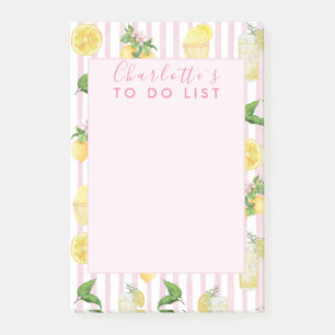 Post-it® Monogramme Personnalisé Aquarelle Lemons Lemonade