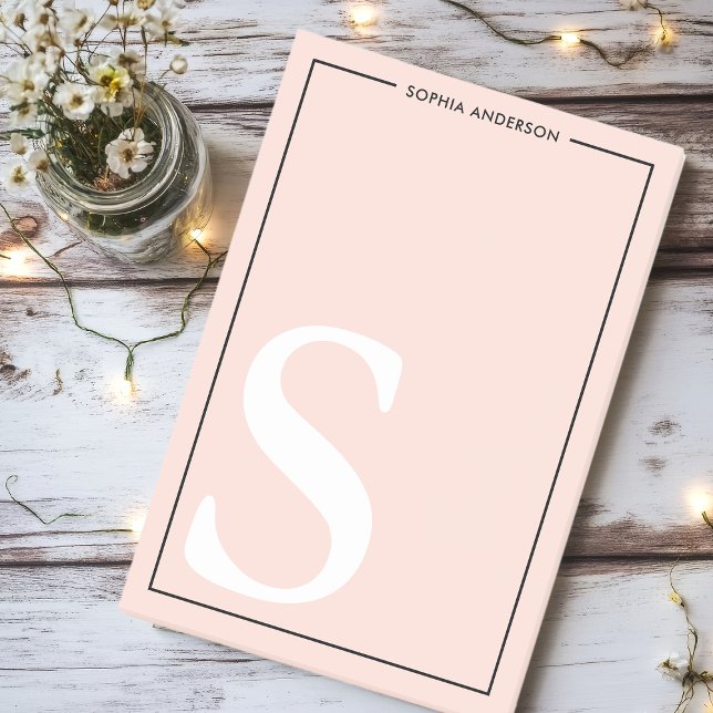 Post-it® Monogramme personnalisé avec nom graphique rose pâ (Créateur téléchargé)