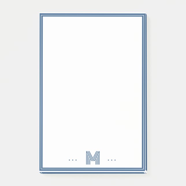 Post-it® Monogramme personnalisé bordure bleu marine (Devant)