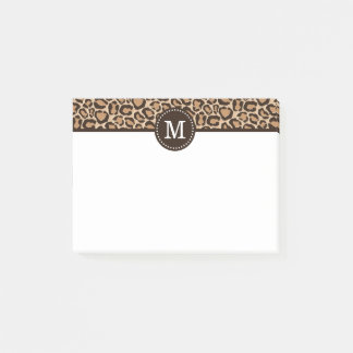 Post-it® Monogramme personnalisé Brown et Empreinte de léop