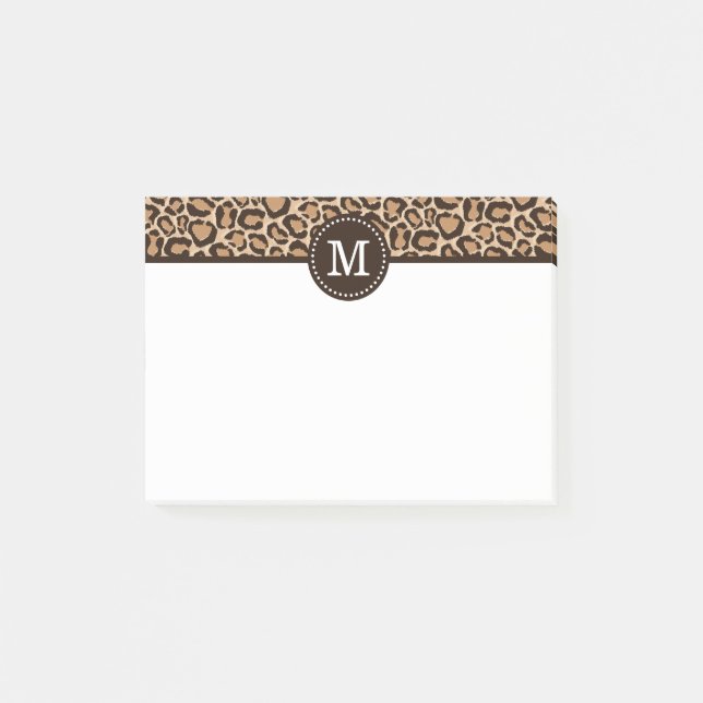 Post-it® Monogramme personnalisé Brown et Empreinte de léop (Devant)