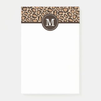 Post-it® Monogramme personnalisé Brown et Empreinte de léop