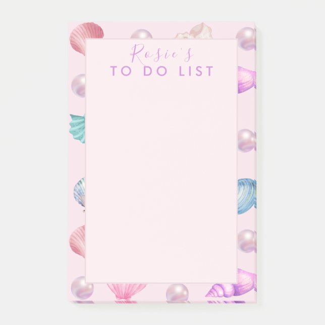 Post-it® Monogramme personnalisé Coastal Seashell Pearl Océ (Devant)